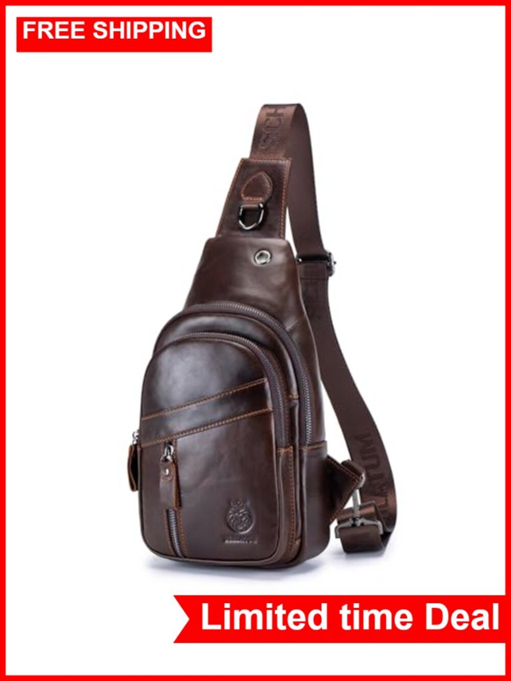 Genuine Leather Crossbody Sling Bag for Men Vintage Adjustable Shoulder